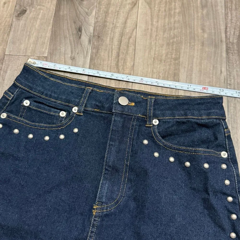 Altar’d State Studded Denim Mini Skirt Dark Wash NWOT Size Small